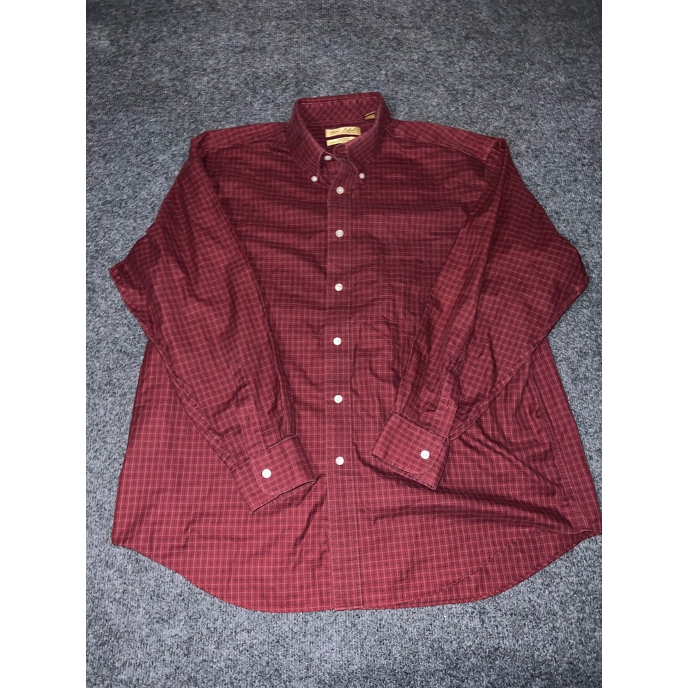 Roundtree & Yorke Gold Label Red Plaid Button Down Shirt XL Non-Iron Cotton